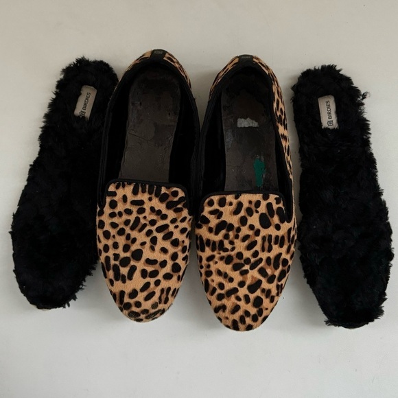 Birdie's Starling Flat Smoking Loafer Shoe Leopard Calf Hair Classic Mobwife 8.5 - Picture 11 of 15
